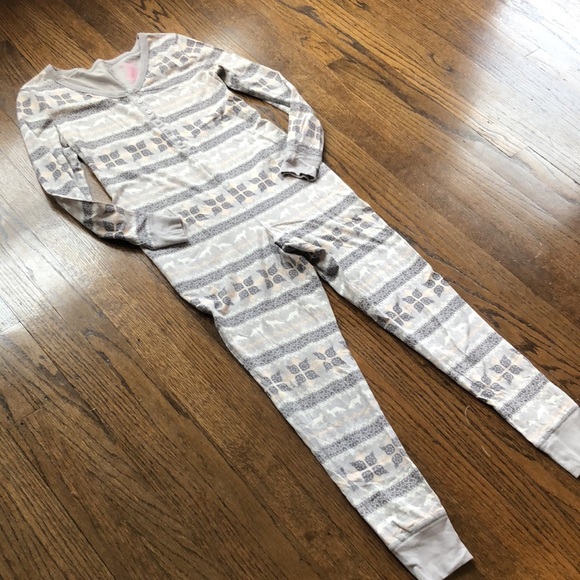 Winter Fox Snowflake Stretch Cotton Patterned Onesie Pajamas - Picture 2 of 5